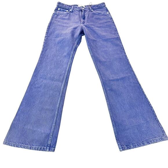 Zara High Rise Wide Leg Dyed Blue Denim Jeans Zip Fly NWOT SIze 6 - Picture 2 of 7